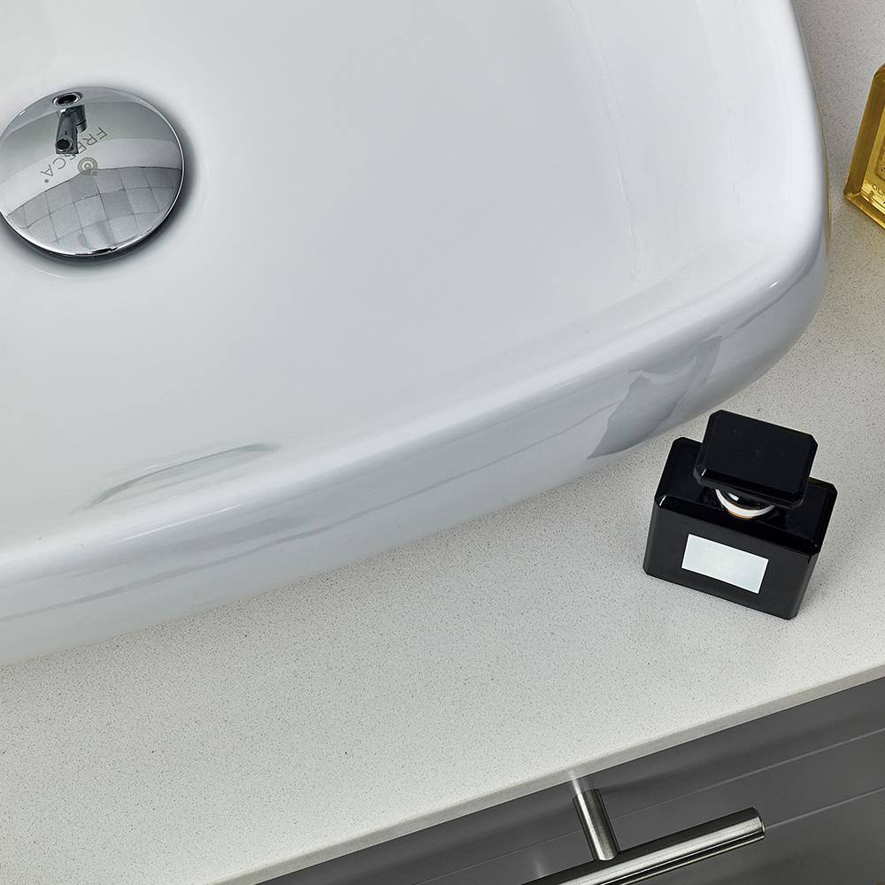 Gray 36" Wall-Mount Bathroom Vanity with Quartz Top