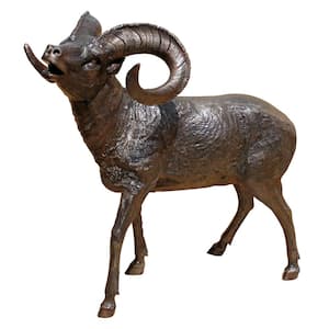 45.5 in. H Big Horn Sheep Cast Bronze Garden Statue