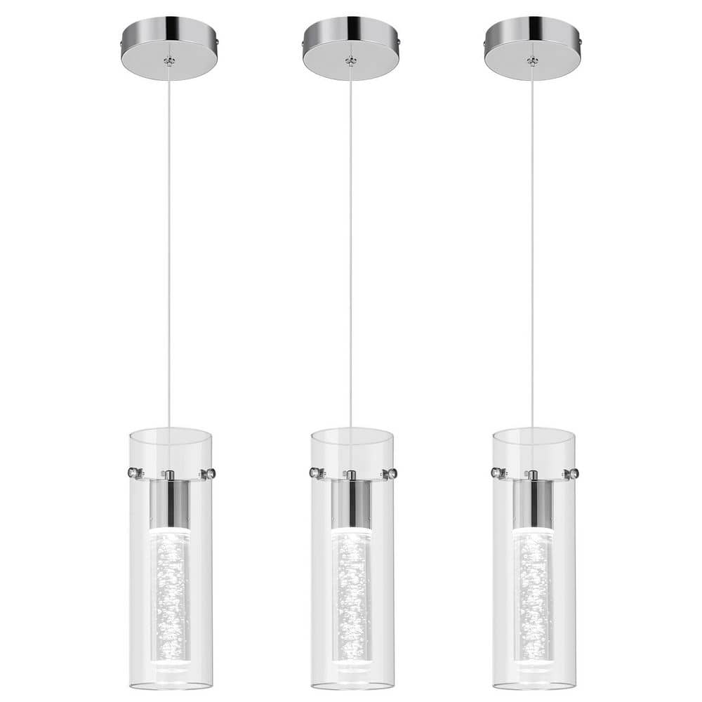 Home Lighting 6W 1-Light Chrome Integrated LED Modern Pendant Light with Crystal Bubble Glass for Kitchen Island(3-Pack) price history on PriceWatchPro