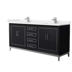 Marlena 72 in. W x 22 in. D x 35.25 in. H Double Bath Vanity in Black with White Quartz Top