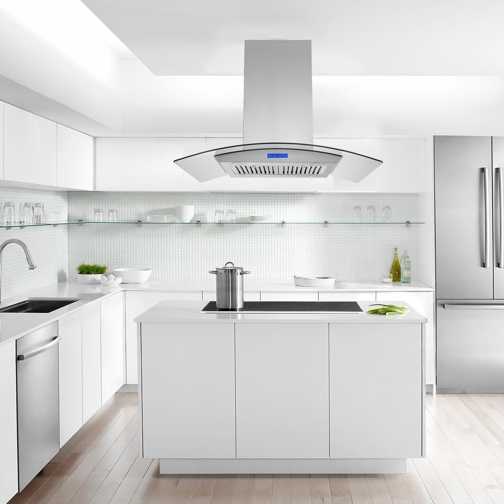 Professional Island 36 in. 900 CFM Ducted Wall Mounted Range Hood in Silver with LED Light
