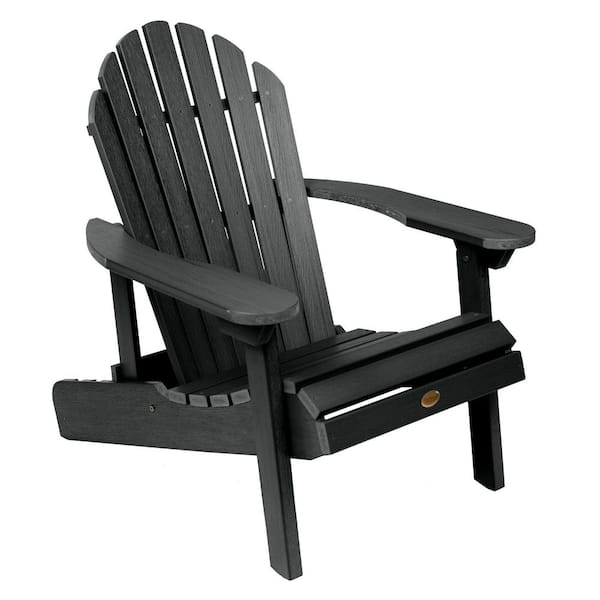 Highwood Hamilton Black Plastic Reclining Adirondack Chair Ad Chl1 Bke The Home Depot