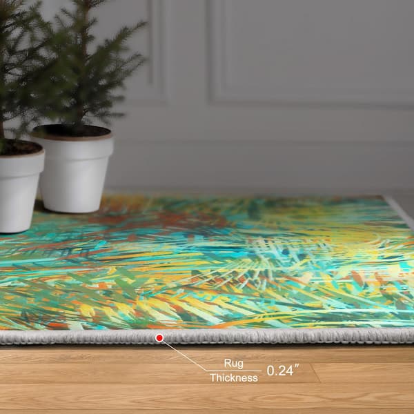 Multi-Colored 5 ft. x 8 ft. Life of the Party I Washable Abstract Art Area Rug