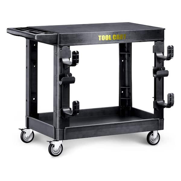 2-Tier Rolling Tool Cart with Wheels, Industrial Commercial/ Service Tool Cart, PP