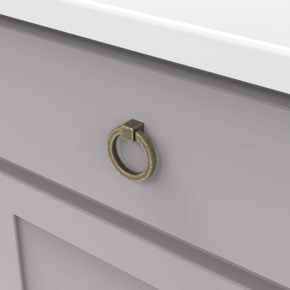 Windover Antique Copper Ring Cabinet Pull with Mounting Hardware