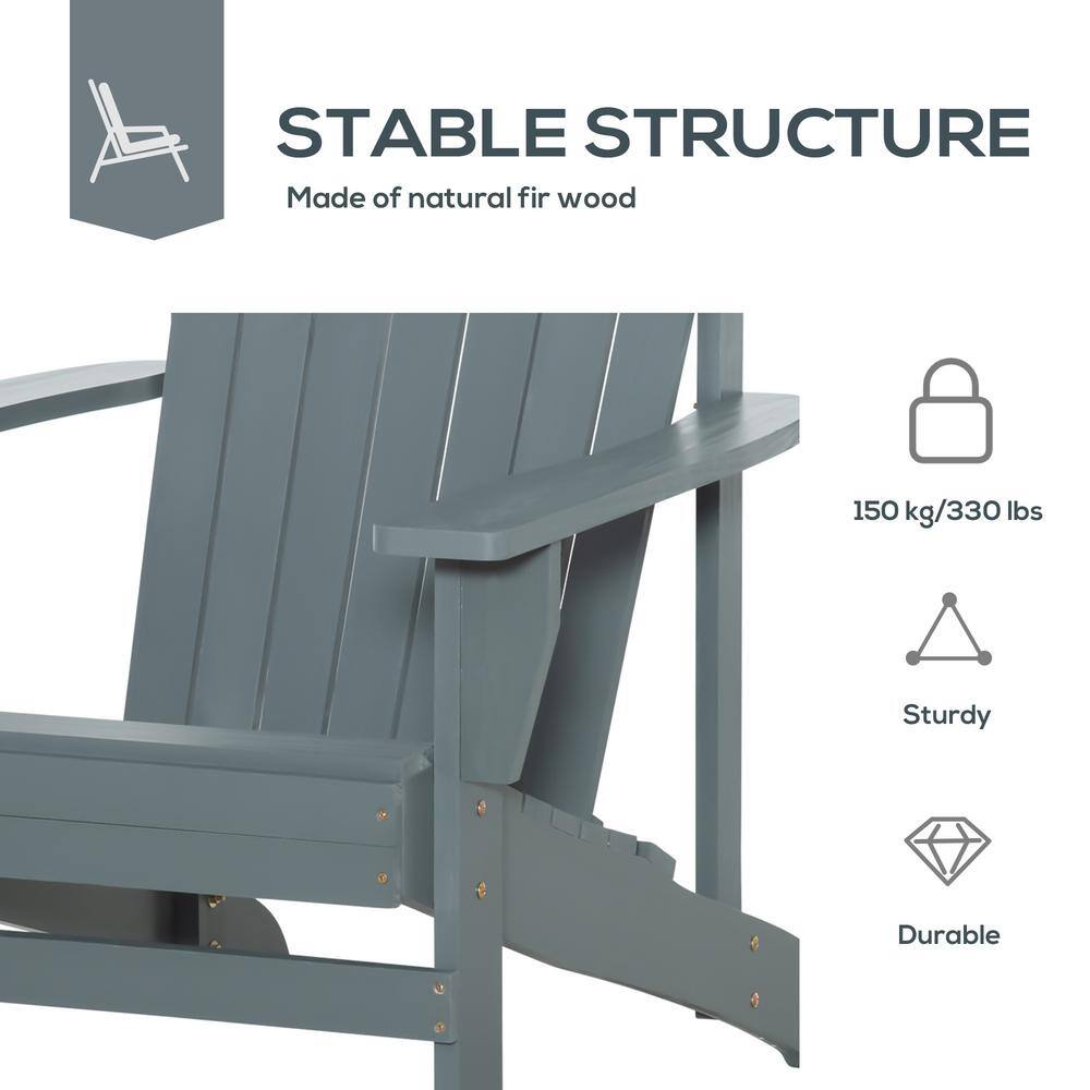 Gray Wooden Adirondack Armchair with Cup Holder