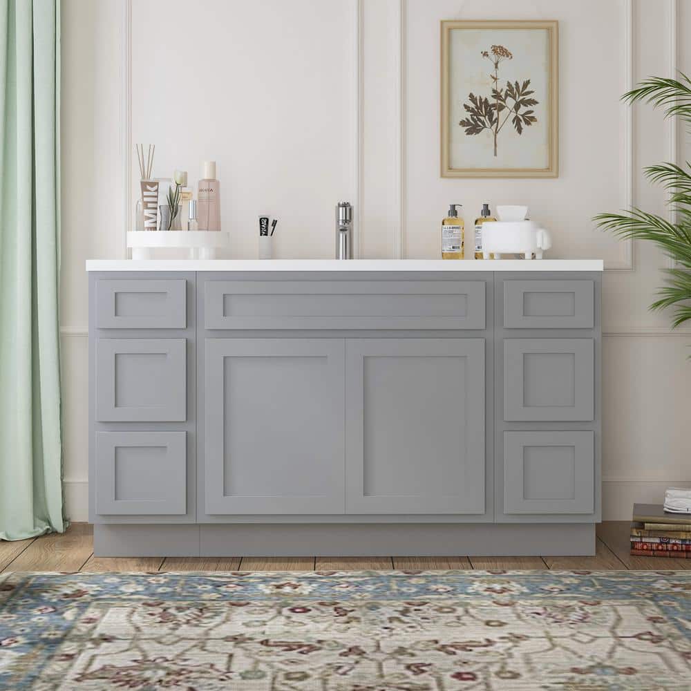 54 in. W x 21 in. D x 32.5 in. H Bath Vanity Cabinet without Top in Gray (Unassembled) price history on PriceWatchPro