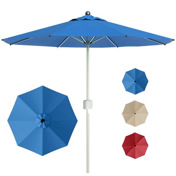 9 ft. Motorized Patio Umbrella, Remote Outdoor Umbrella with Heavy Duty Aluminum Frame, Blue