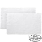 White 21 in. x 34 in. Cotton Reversible Bath Rug (Set of 2)