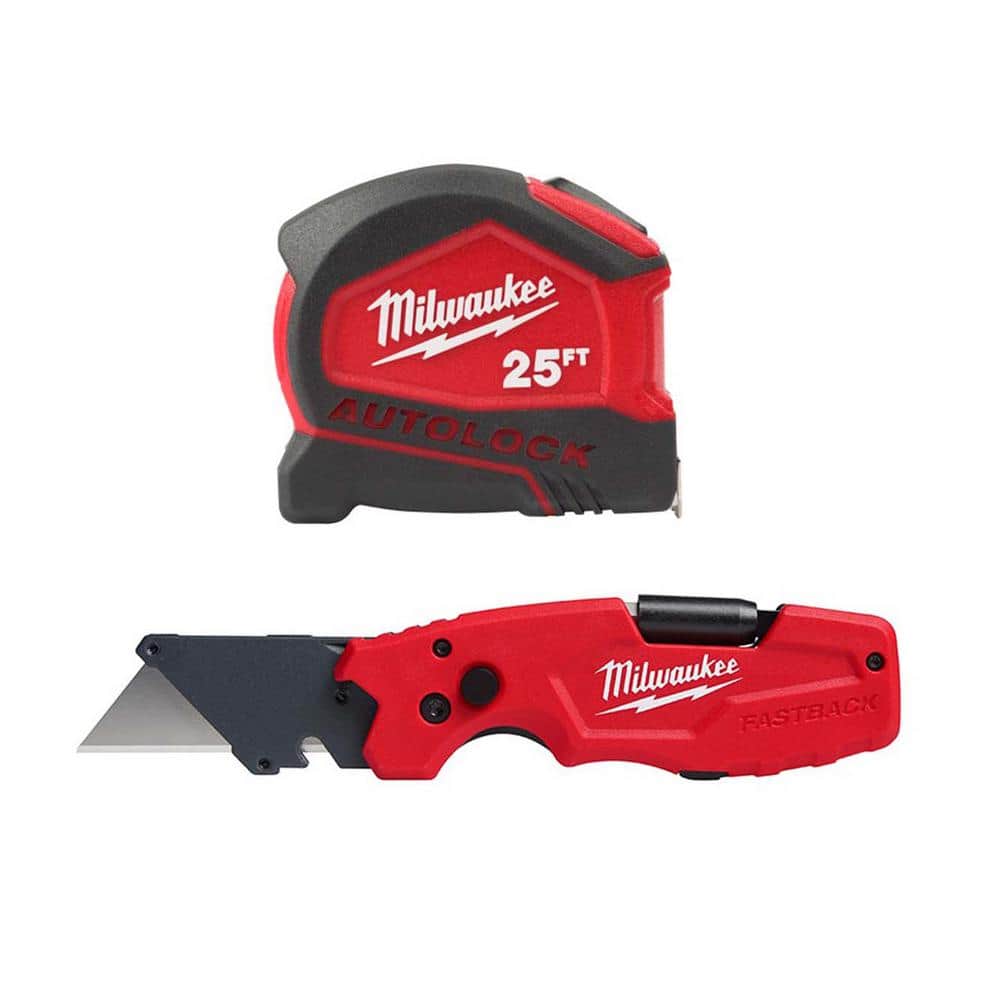 Compact Auto Lock 25 ft. SAE Tape Measure with 9 ft. Standout with FASTBACK 6-in-1 Folding Utility Knife price history on PriceWatchPro