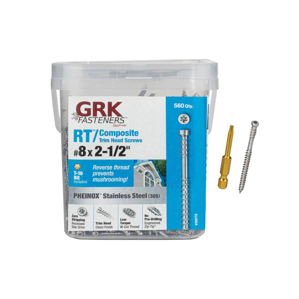 GRK Fasteners #8 x 2-1/2 in. Pheinox Stainless Steel Star Drive Trim ...