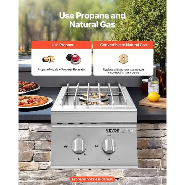 VEVOR Double Grilling Side-Burners, 2 x 15, 000BTU Liquid Propane