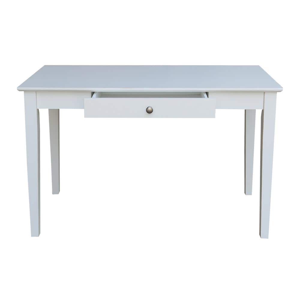 Transitional Beach White 48" Solid Hardwood Home Office Desk with Drawer