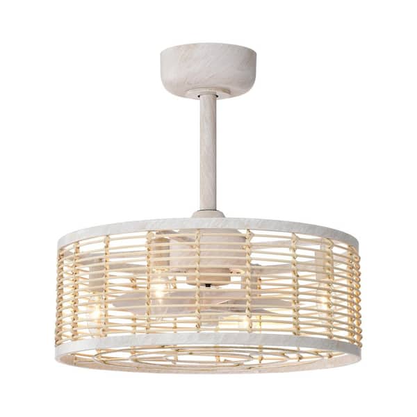 Heritage 18.5 in. 4-Light Indoor White Industrial Metal Cage Enclosed Ceiling Fan