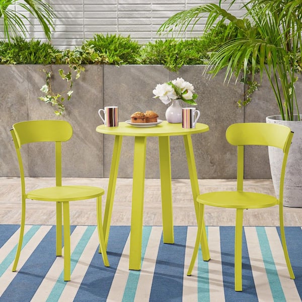 Tenleaf 3-Piece Metal Outdoor Bistro Set Patio Seating Sets Conversation Sets in Green