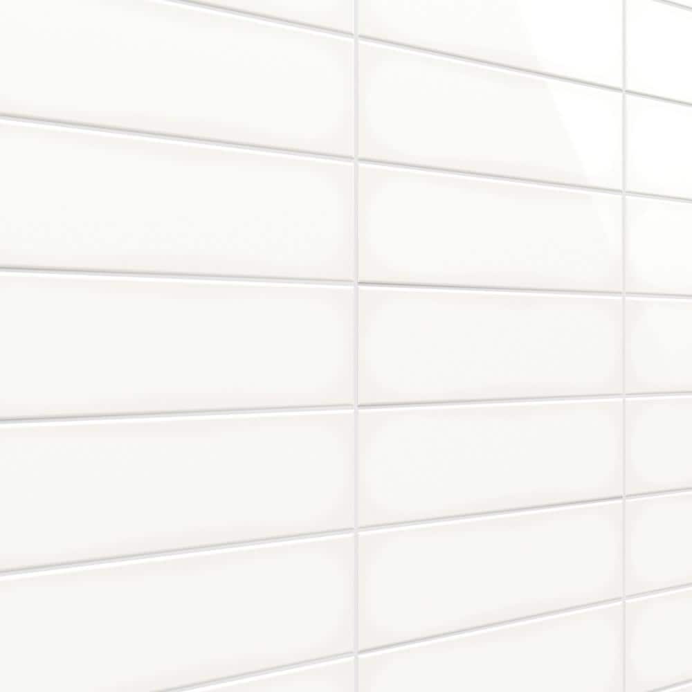Remington White Polished Porcelain Subway Wall Tile 3.93 x 11.81 in