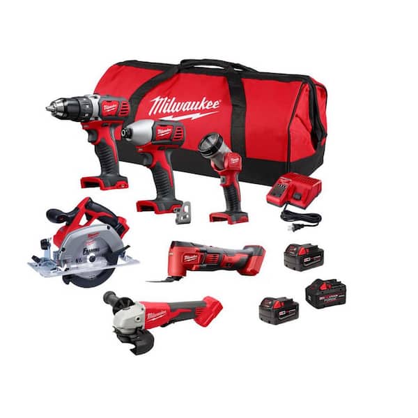 M18 18-Volt Lithium-Ion Cordless Combo Kit (6-Tool) w/ 3-Batteries, Charger & Tool Bag
