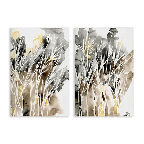 Stupell Industries Watercolor Splash with Tendrils by Regina Moore 2 Pieces Unframed Abstract Graphic Art Print 30 in. x 20 in.