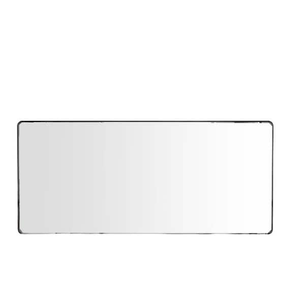 Tradrou Black 32 in. W x 72 in. H Rectangle Metal Wall Framed Mirror