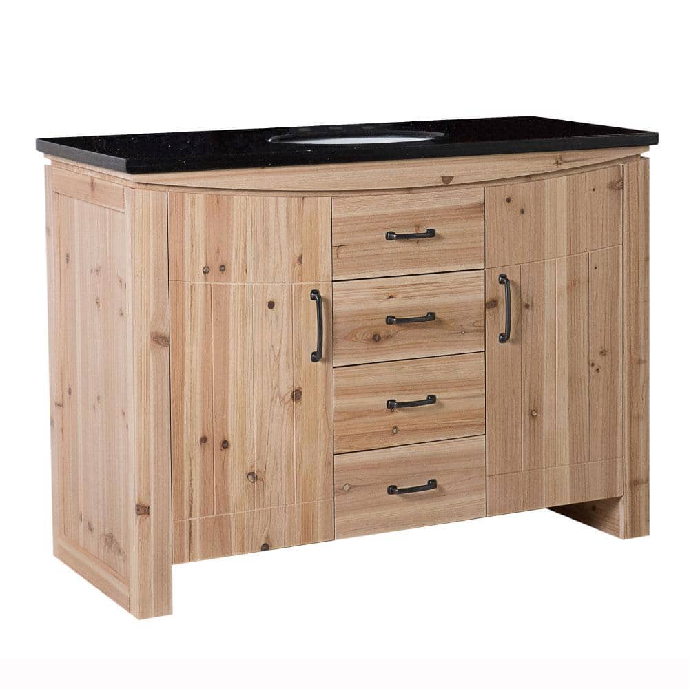 48'' Natural Fir Single Vanity with Black Granite Top