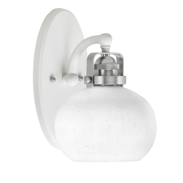 Unbranded Decatur 1-Light White and Brushed Nickel Wall Sconce