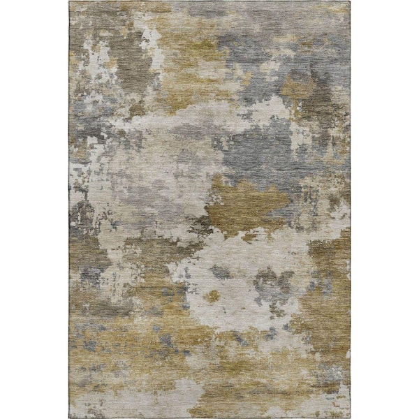 Mayfield Premium Machine Washable Abstract AMF2144 Brown 3 ft. x 4 ft. Area Rug