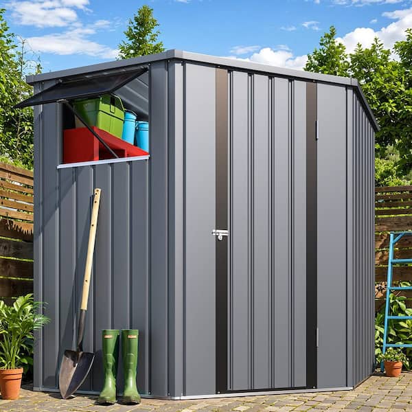 AECOJOY 6 ft. W x 6 ft. D Metal Corner Storage Shed with Openable