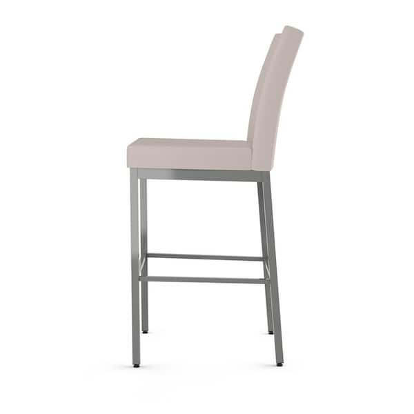 Perry 26 in. Glossy Grey Metal Beige Polyurethane Counter Stool