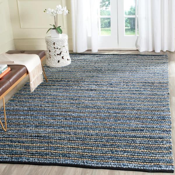 Cape Cod Blue/Natural Doormat 2 ft. x 4 ft. Striped Area Rug