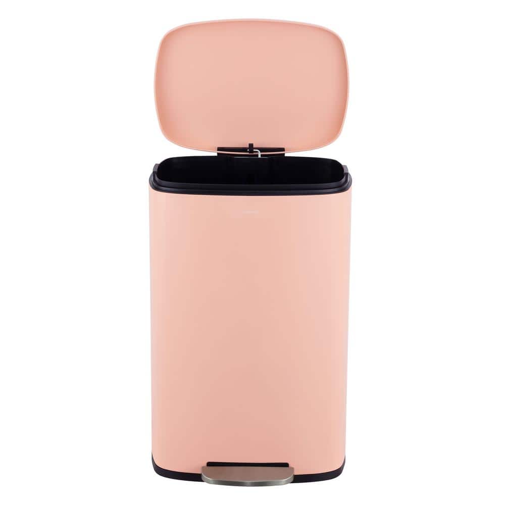 Flamingo Pink Stainless Steel Step-On Trash Can, 8 Gallons