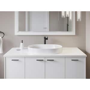 Chalice Vessel Vitreous China Oval Bathroom Sink with Storage Deck in White
