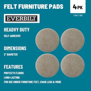 2 in. Beige Round Felt Heavy Duty Self-Adhesive Furniture Pads (4-Pack)