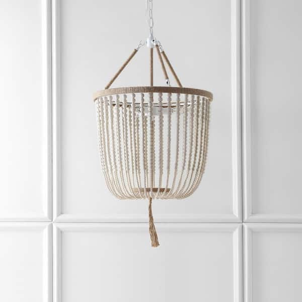 Angie 3-Light Cream Beaded Hanging Pendant Lighting