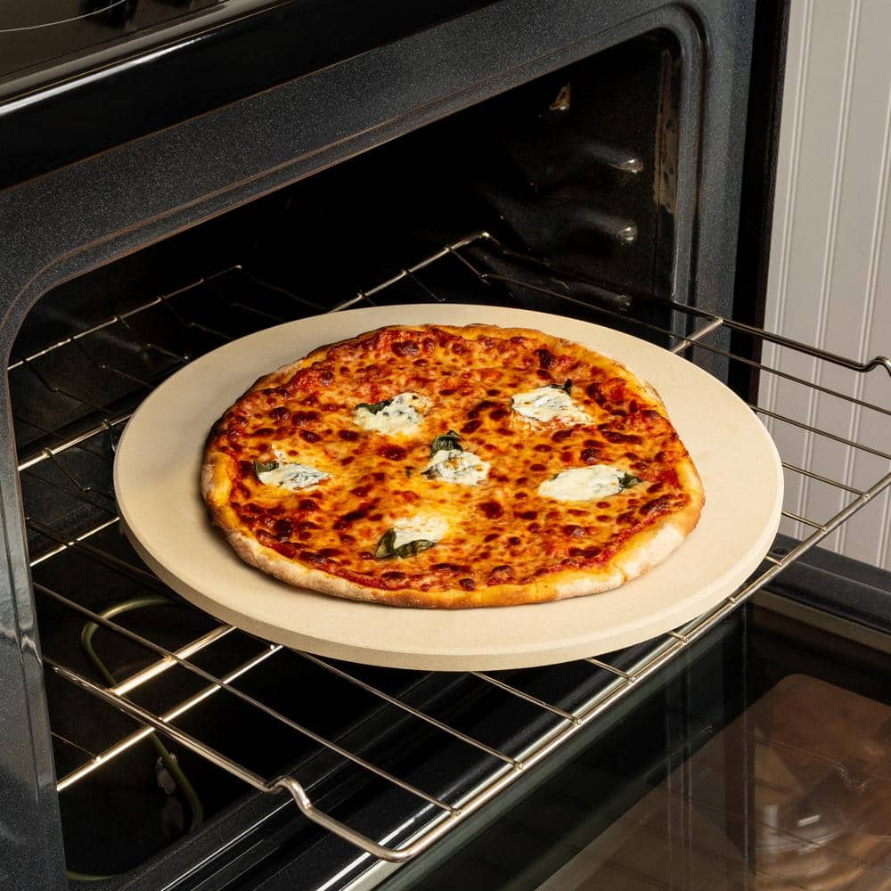 Beige 16-Inch Cordierite Round Pizza Stone