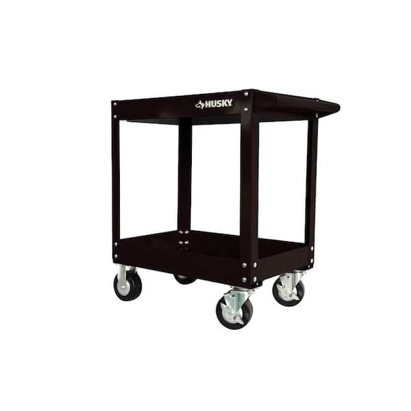27 in. Wide 18.3 in. Deep 2 Tier Cart, Gloss Black