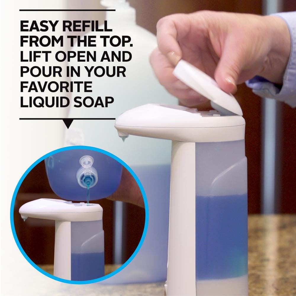 Automatic White and Silver Touch-Free Soap Dispenser