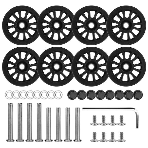 Numhew 1.97 in. x 0.43 in. Black Rubber Luggage Replacement Wheels, Suitcase Replacement Wheels (8-Pack)