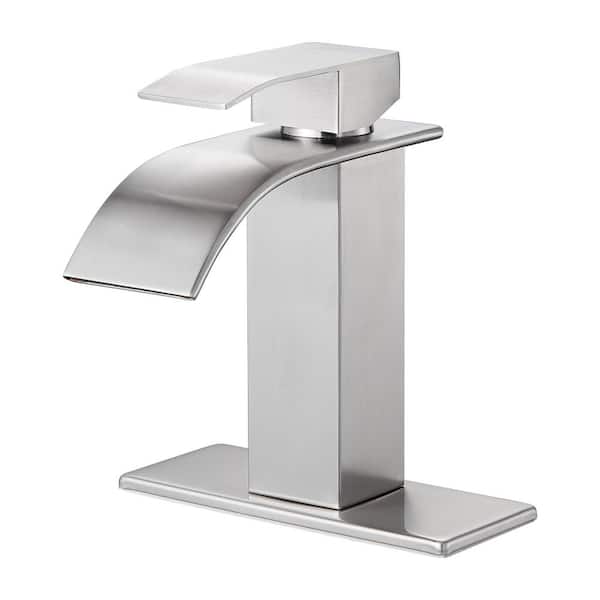 cobbe Arc Waterfall Single Handle Single Hole Bathroom Faucet in Brushed Nickel