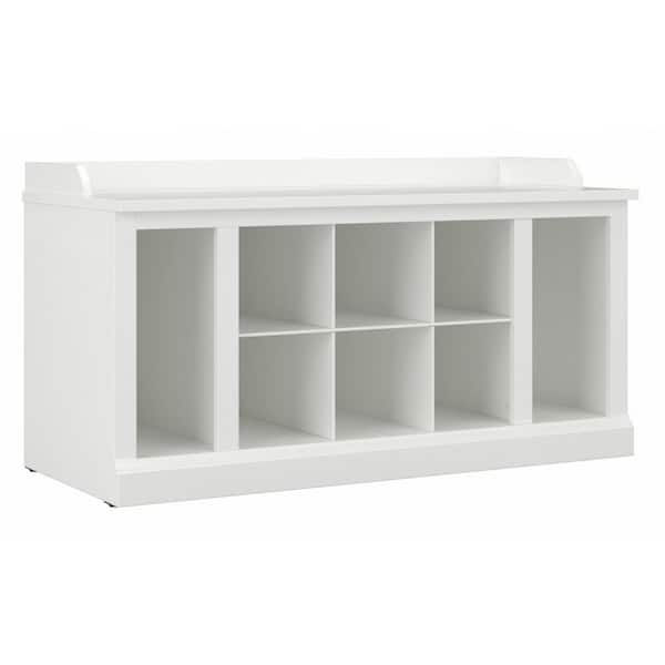Woodland 21.02 in. H x 39.72 in. W White Ash Shoe Storage Bench with Shelves
