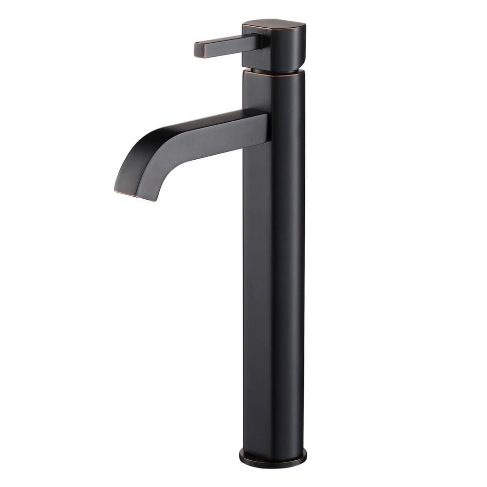 Satin Nickel Modern Vessel Single Hole Faucet in Bronze