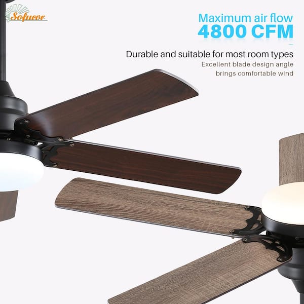Sofucor 42 in. Indoor Black Downrod Mount and Flush Mount Led
