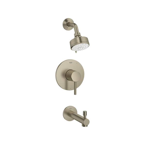 GROHE Concetto 1-Handle Wall Mount Tub and Shower Trim Kit in Brushed Nickel with Tub Spouts - 1.75 GPM (Valve Not Included)