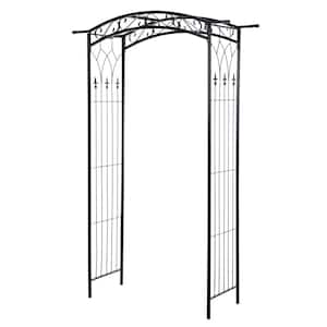 83.5" H European Style Garden Arbor and Trellis with Scrollwork & Arch Design Support Vines and Plants