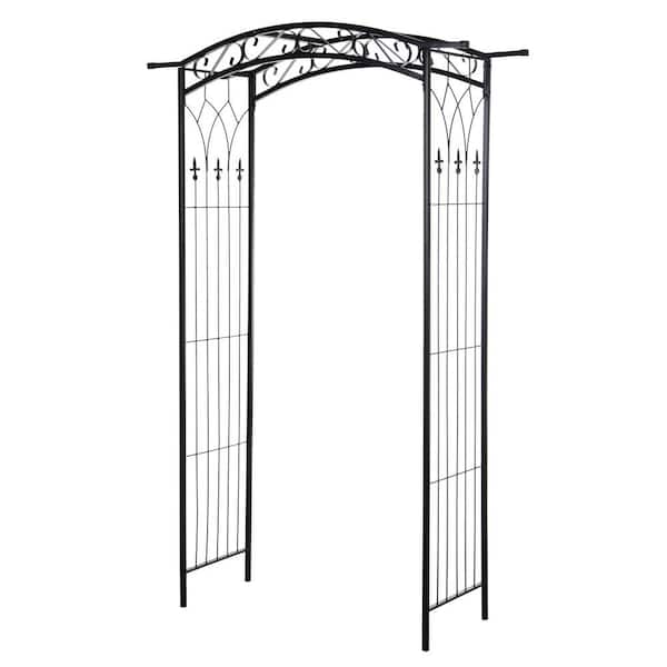 Outsunny 83.5" H European Style Garden Arbor and Trellis with Scrollwork & Arch Design Support Vines and Plants