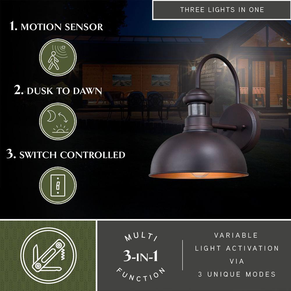 Franklin Bronze Dimmable Motion Sensor Outdoor Wall Light