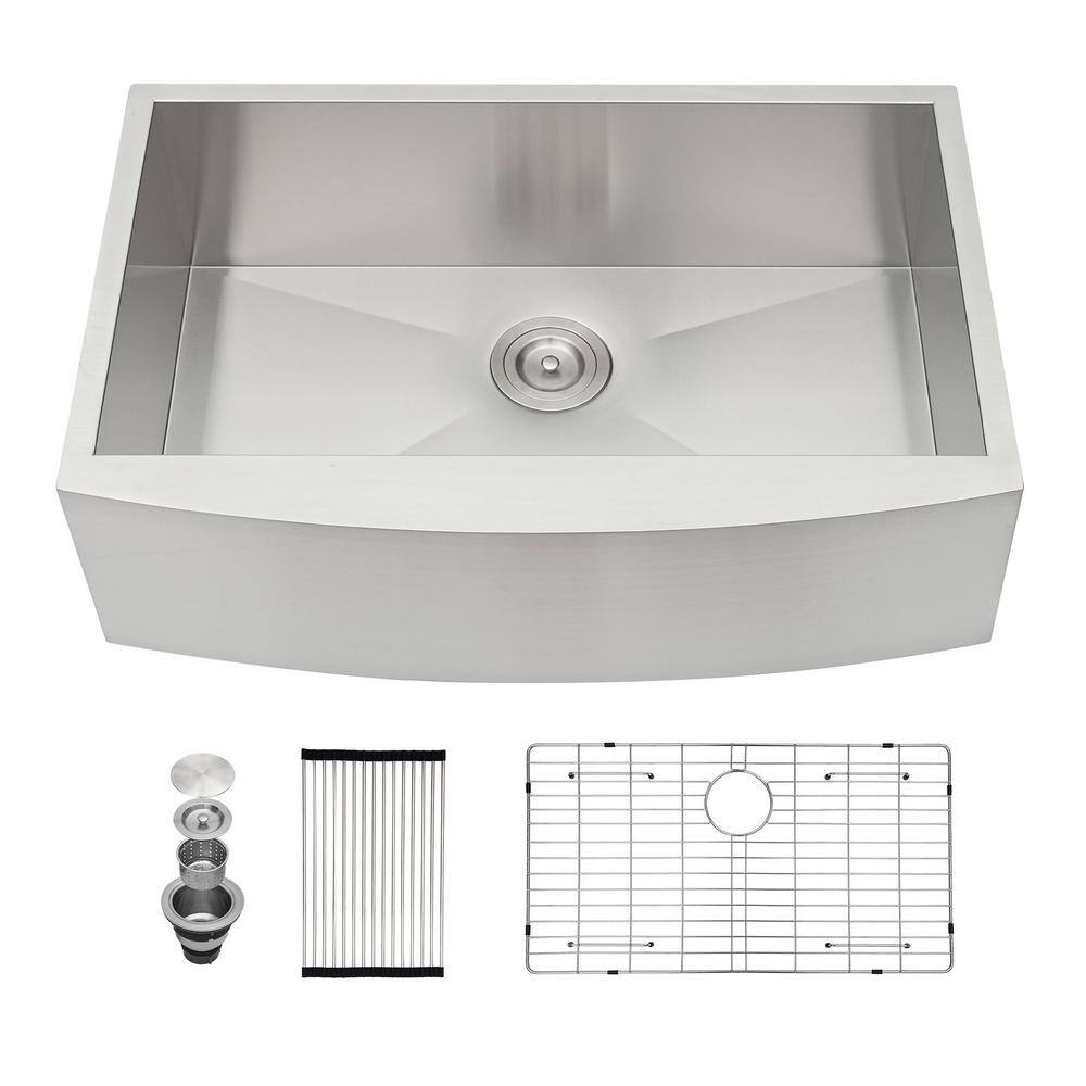 Brushed Nickel Stainless Steel Farmhouse Apron Kitchen Sink