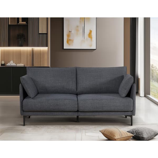 Noble House Chloe 68 in. Wide Modern Straight Arm Polyester Rectangle 2.5 Seater Sofa in. Grey with USB Charge Port