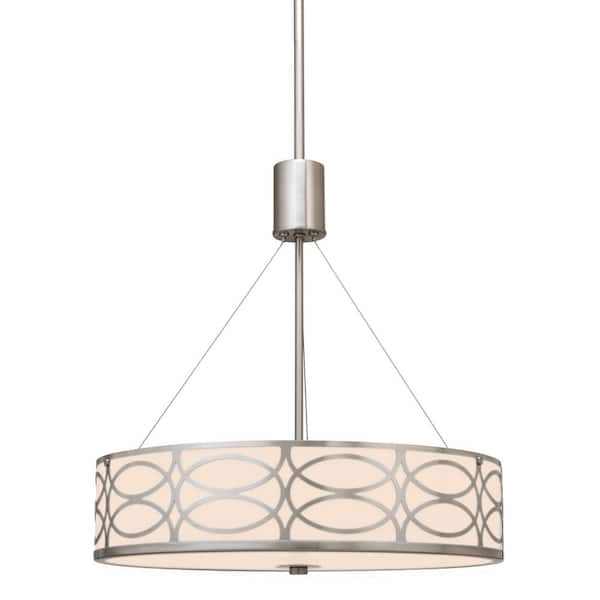 Kira Home Sienna 60-Watt 3-Light Brushed Nickel Transitional Chandelier with White Shade, No Bulb Included