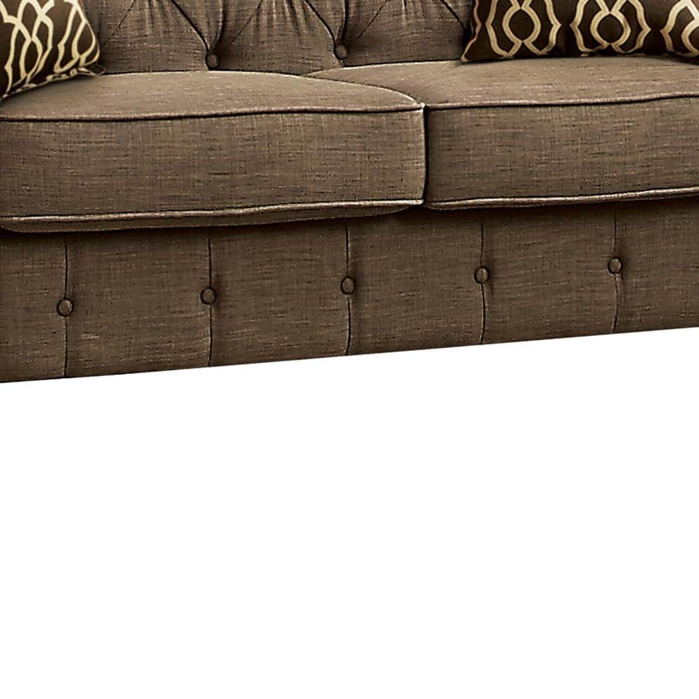 Aurelia 67" Gray Linen Tufted Loveseat with Rolled Arms