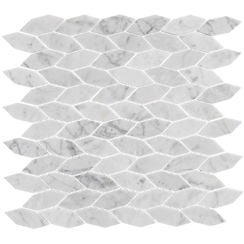 Duv Gray Matte Elongated Hex Marble Mosaic Tile Sample